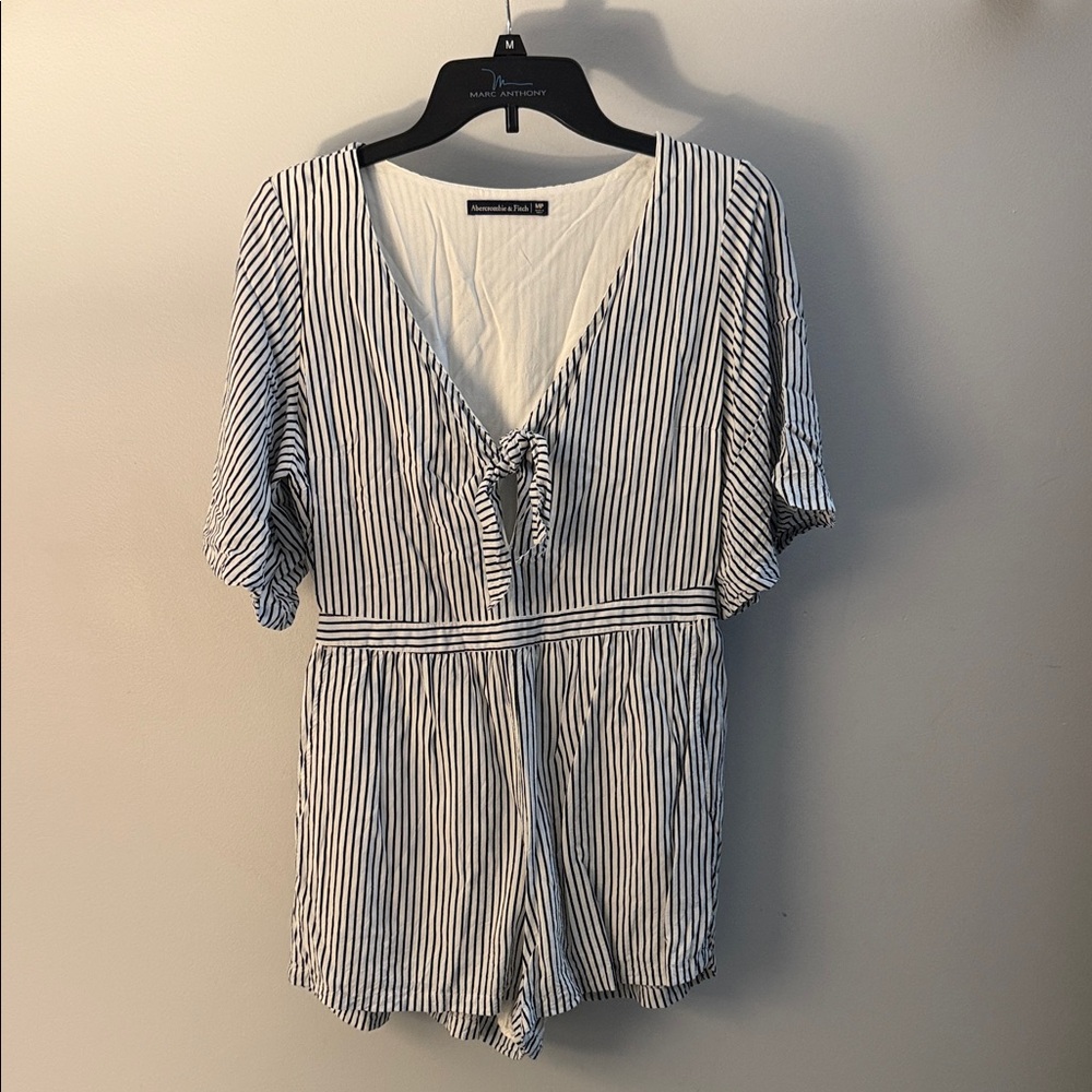 Abercrombie & Fitch Navy and White Striped Romper